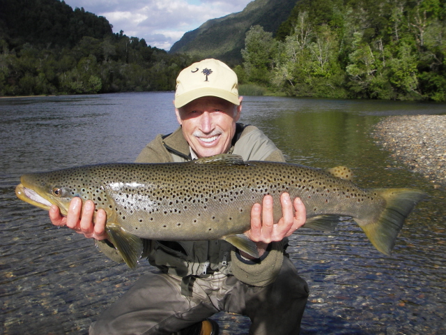 Jim is holding a 32 inches brown trout that he caught in the Rodriguez river that is just barely south of the regional line between the Lakes region and Aysen, in northern Patagonia.  On this road trip we covered all of Corcovado National Park by helicopter.  Fantastic!